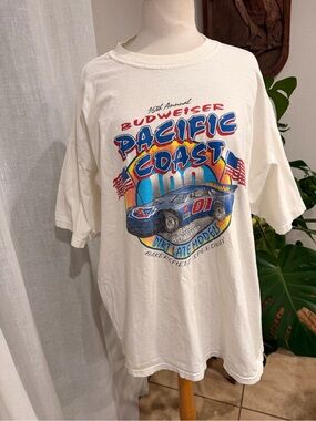Vintage Budweiser Pacific Coast 100 Racing Tee Double Sided XXL